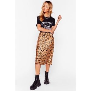 Nasty Gal Leopard Print Bias Cut Midi Skirt